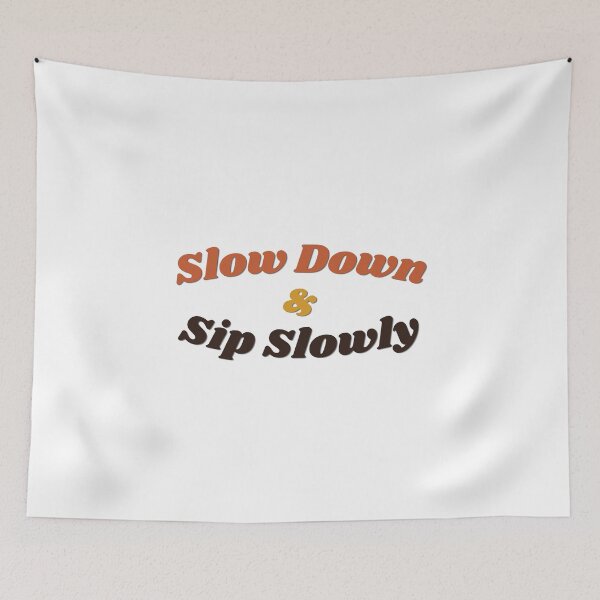 Item preview, Slow Down And Sip Slowly Retro 70s Wavy Coffee Lover Typography designed and sold by wildsilencee.