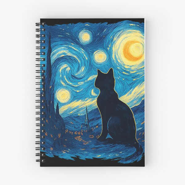 Item preview, Gato de la noche estrellada: arte felino inspirado en Van Gogh designed and sold by Sandy's Cheeky Studio.
