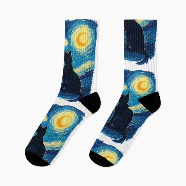 Item preview, Starry Night Cat – Van Gogh Inspired Cat Art designed and sold by Sandy's Cheeky Studio.