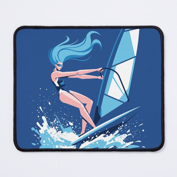 Item preview, Windsurfing Girl Ocean Wave Water Sports Summer Vector Illustration designed and sold by KiwiRider.