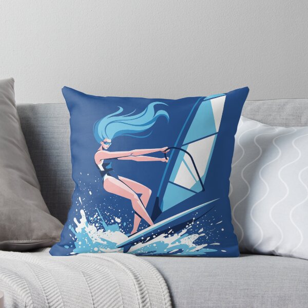 Item preview, Windsurfing Girl Ocean Wave Water Sports Summer Vector Illustration designed and sold by KiwiRider.