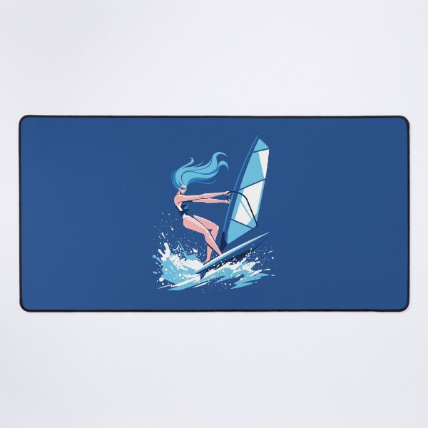 Item preview, Windsurfing Girl Ocean Wave Water Sports Summer Vector Illustration designed and sold by KiwiRider.