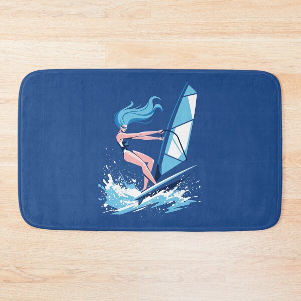 Item preview, Windsurfing Girl Ocean Wave Water Sports Summer Vector Illustration designed and sold by KiwiRider.
