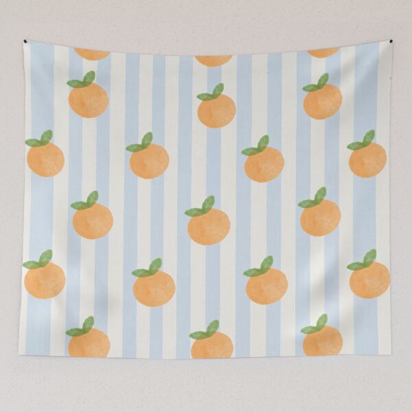 Item preview, Orange Blue Stripe Citrus Pattern designed and sold by Luv4tete.
