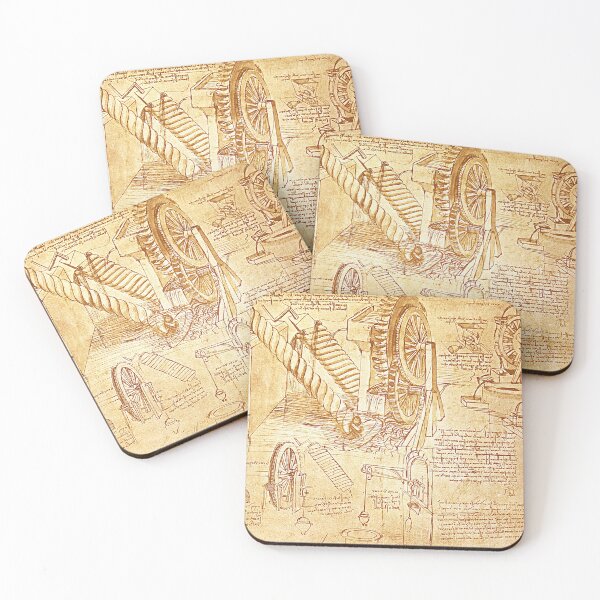Item preview, Lámina con bocetos de ingeniería vintage de inventos de Leonardo da Vinci para pared. designed and sold by RickE.