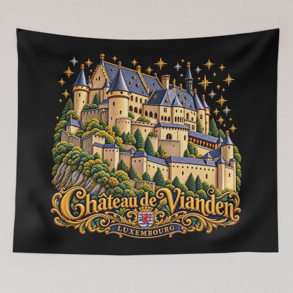 Item preview, Vianden Castle Luxembourg Ornate Medieval Travel Art designed and sold by Emoji Emblems.