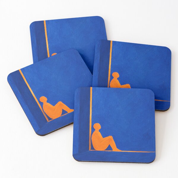 Item preview, 'Still Here' — Cobalt Blue & Orange Figurative Art designed and sold by Moodzu.