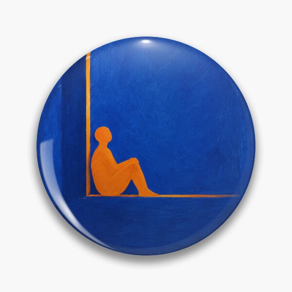 Item preview, 'Still Here' — Cobalt Blue & Orange Figurative Art designed and sold by Moodzu.
