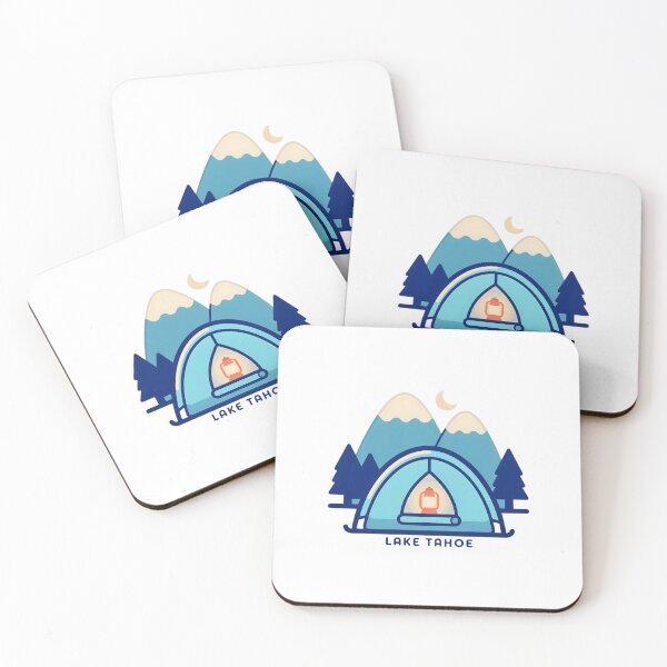Item preview, Lake Tahoe Cute Camping Tent Cozy Lantern Mountain Lake Illustration designed and sold by JIGUWORLD.