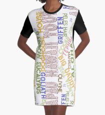 AHT Word Cloud Repeating Design Graphic T-Shirt Dress