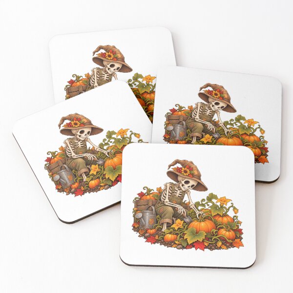 Item preview, Jardinería otoñal con temática de esqueletos en un huerto de calabazas. designed and sold by Seasons & Reasons.