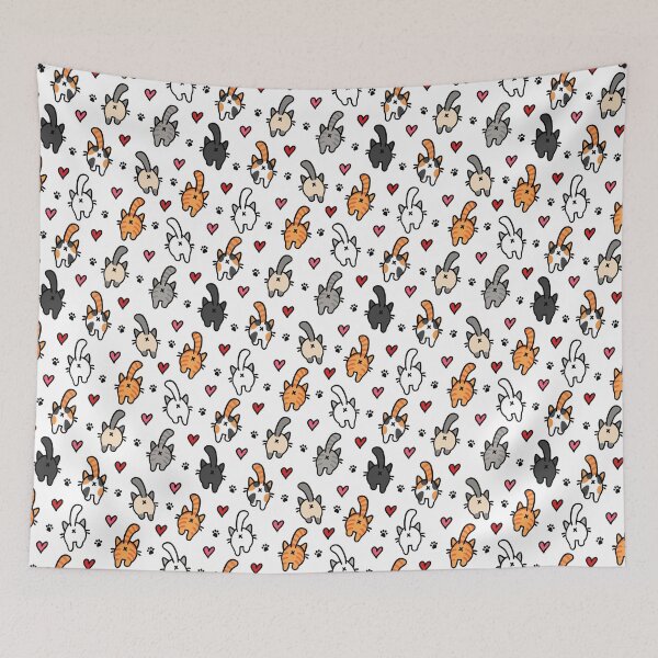 Item preview, Funny Cat Butts Hearts and Paw Prints Pattern designed and sold by CI Creative Design LLC.