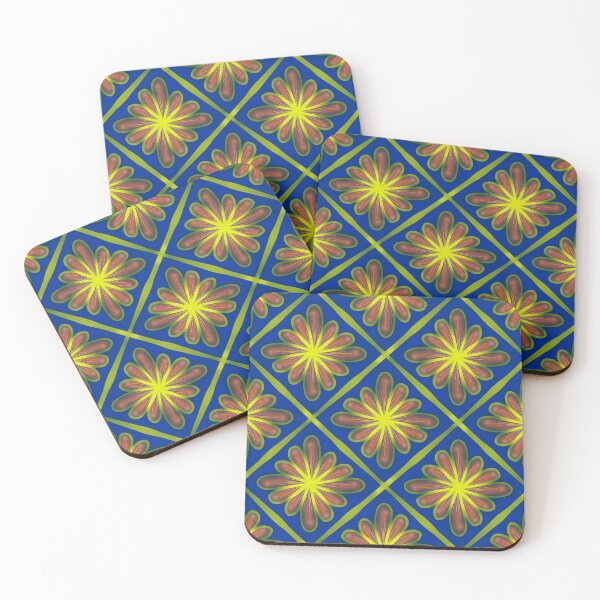 Item preview, Vintage Floral Diamond Pattern - Blue & Yellow designed and sold by Rukhscreations.