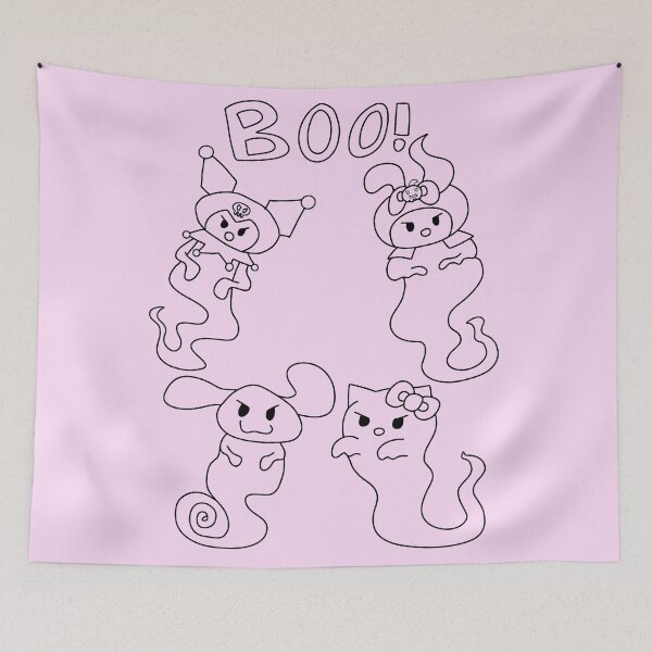 Item preview, Hello Ghost Kitty and Ghost Friends (w/ Tails, Black Outline) designed and sold by WolfWhispersShop.