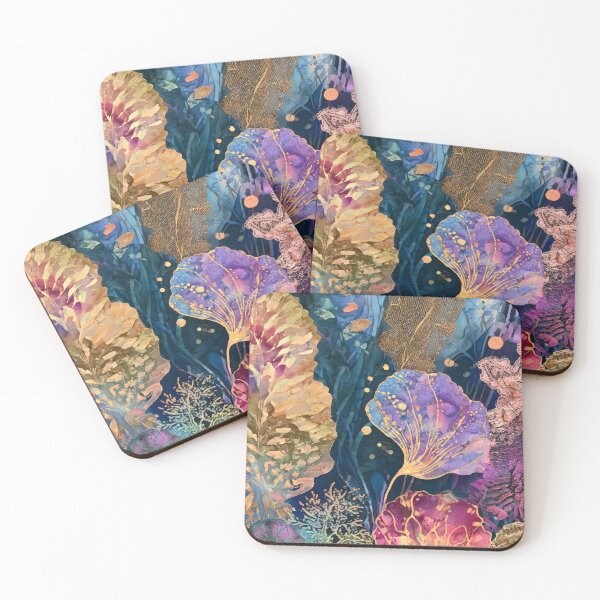 Item preview, Batik ecléctico Arrecife de coral Índigo abstracto designed and sold by scicilysimonee.
