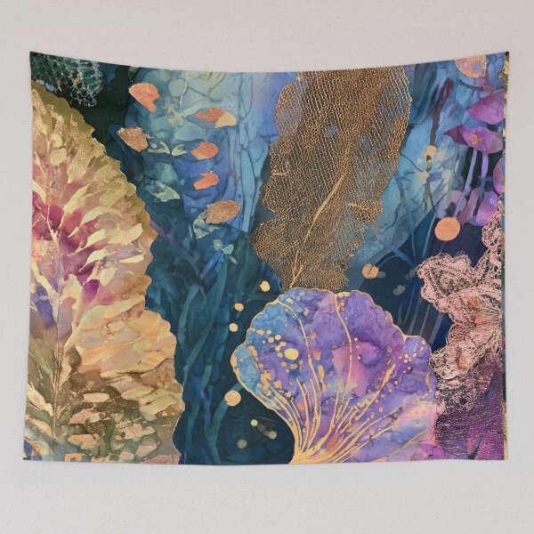 Item preview, Batik Eclectic Coral Reef Indigo Abstract designed and sold by scicilysimonee.