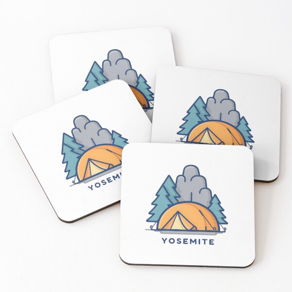 Item preview, Yosemite National Park Cute Camping Tent Cozy Lantern Granite Cliff Illustration designed and sold by JIGUWORLD.