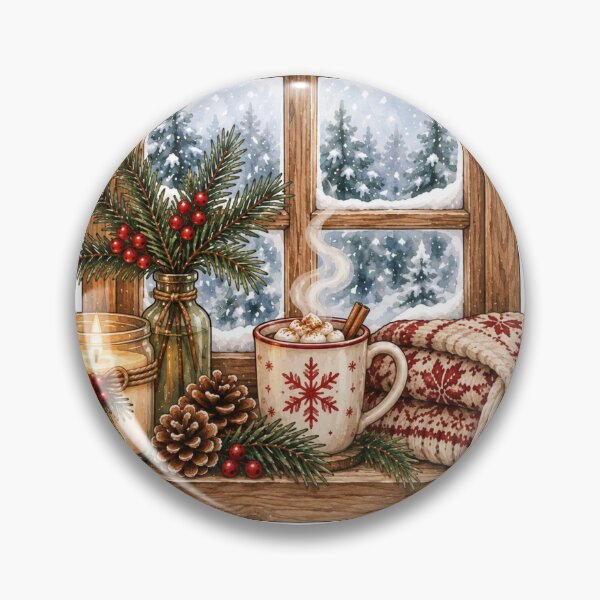 Item preview, Winter Cabin Windowsill Cozy Hygge Scene Art designed and sold by DreamelleStudio.