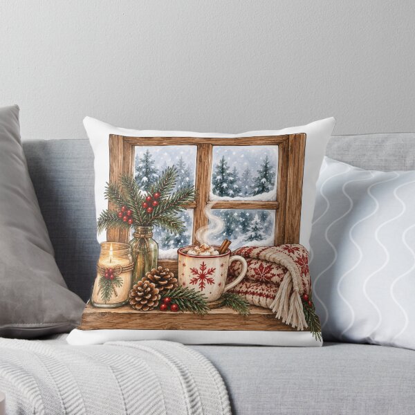 Item preview, Winter Cabin Windowsill Cozy Hygge Scene Art designed and sold by DreamelleStudio.