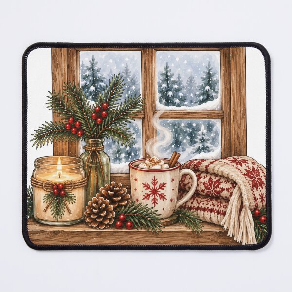 Item preview, Winter Cabin Windowsill Cozy Hygge Scene Art designed and sold by DreamelleStudio.