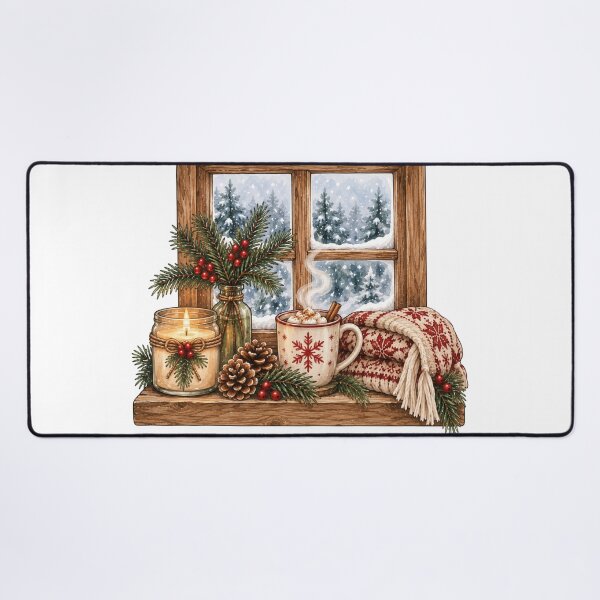 Item preview, Winter Cabin Windowsill Cozy Hygge Scene Art designed and sold by DreamelleStudio.