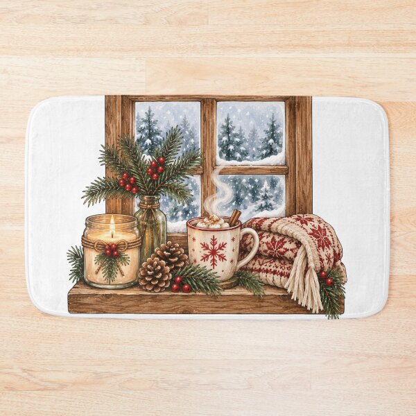 Item preview, Winter Cabin Windowsill Cozy Hygge Scene Art designed and sold by DreamelleStudio.