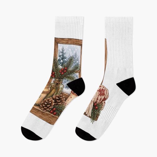 Item preview, Winter Cabin Windowsill Cozy Hygge Scene Art designed and sold by DreamelleStudio.