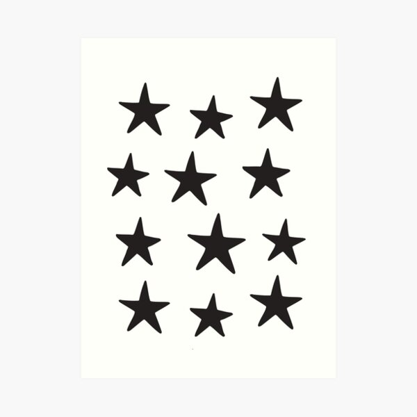 Star Pattern Black On White Art Print