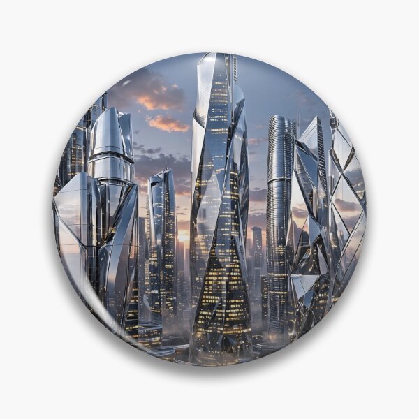 Artikelvorschau, Skyline von Chrome City | Futuristische Architektur aus verspiegeltem Metall entworfen und verkauft von Robert Lucio.