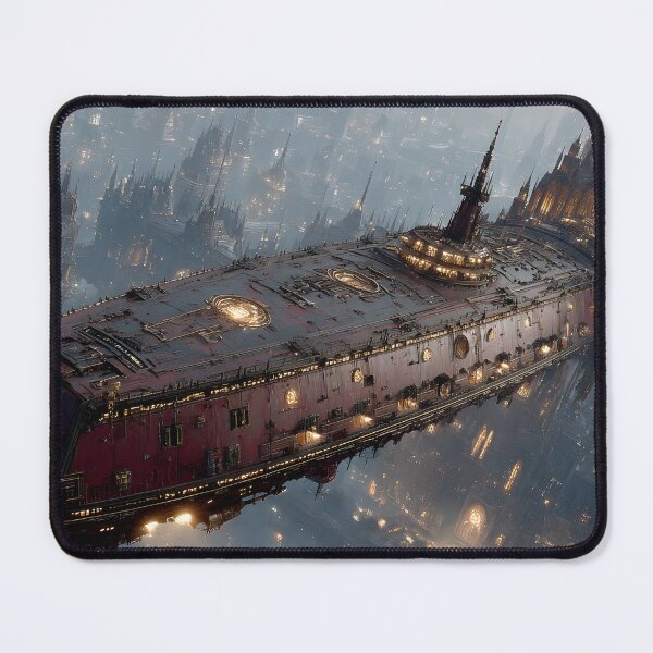 Item preview, Gothic Cathedral Battleship Sci-Fi Art | Dark Fantasy Spaceship designed and sold by MerchMain.