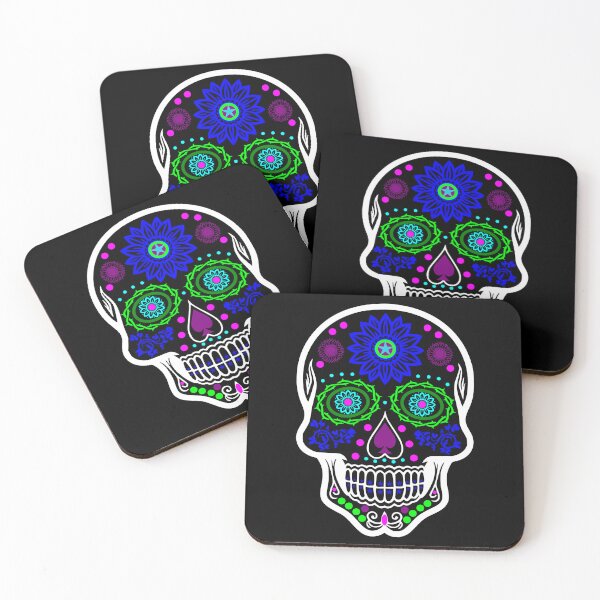 Item preview, Day of the Dead (Dia de Muertos) in Green, Blue, and Purple designed and sold by Karate Octopus.