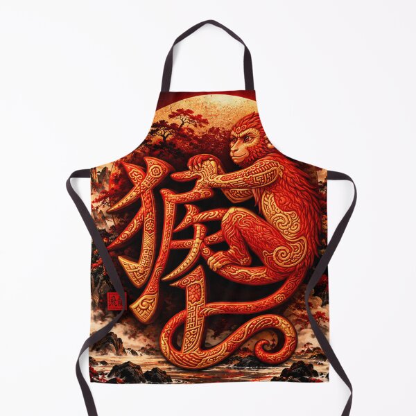 Item preview, Golden Monkey Chinese Zodiac Mountain Temple Art designed and sold by Fei Long Design Hub.