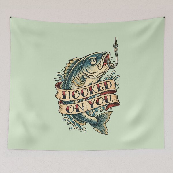 Item preview, Hooked on You – Vintage Fishing Romance designed and sold by AwesomeBeyondLimits.