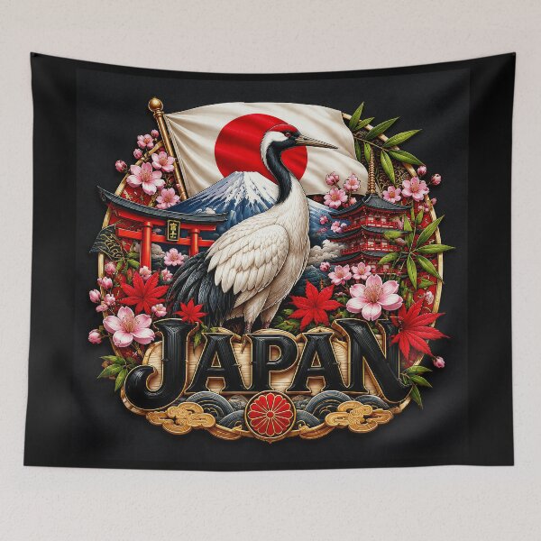 Item preview, Japan Heritage – Crane & Mount Fuji Emblem designed and sold by FlagX.