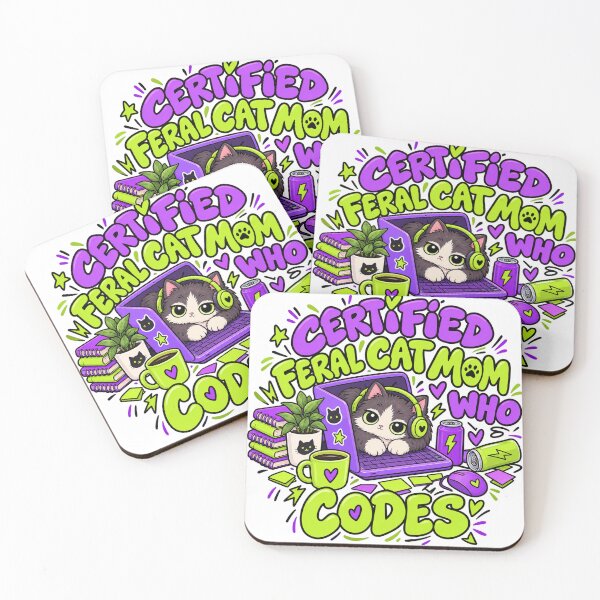 Item preview, Certified Feral Cat Mom Who Codes Design designed and sold by NovaToons.