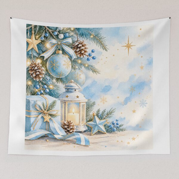 Item preview, Blue and White Christmas - Watercolor Christmas Illustration designed and sold by Esencia Argentina.