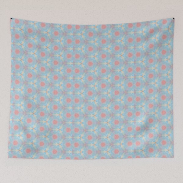 Item preview, Pastel Sky Blue Coral Pink Tile Pattern Mandala - Duvet Cover designed and sold by ArithraStudio.