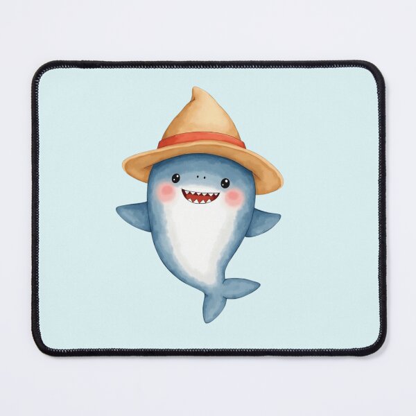Item preview, Happy Shark in Cozy Straw Hat - Cute Summer/Autumn Crossover Art designed and sold by DariaCraft.
