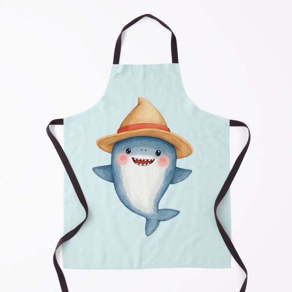 Item preview, Happy Shark in Cozy Straw Hat - Cute Summer/Autumn Crossover Art designed and sold by DariaCraft.