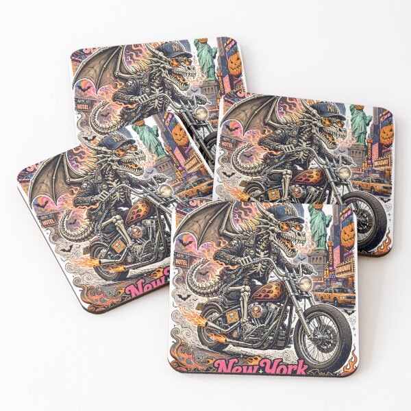 Item preview, New York Spooky Ride  NYC Ghost Rider Skeleton Dragon Times Square Halloween designed and sold by VintageteeCo.