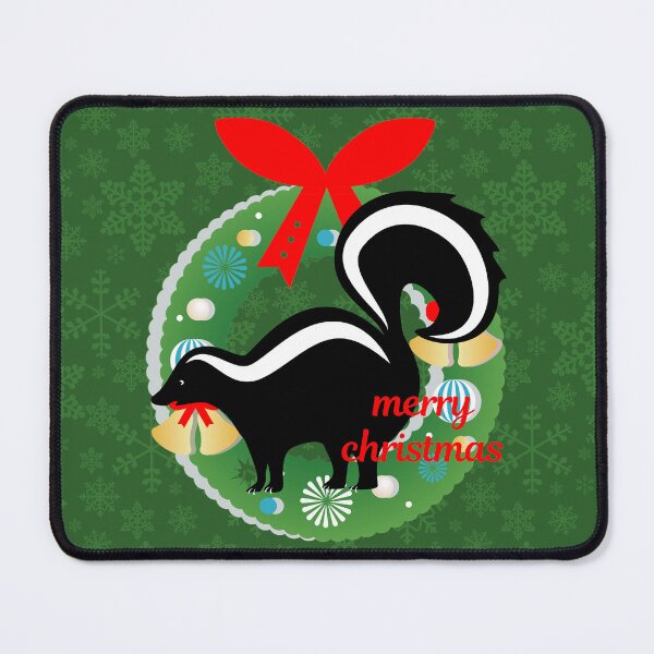 Item preview, merry christmas skunk green snowflakes designed and sold by Gossip Rag.
