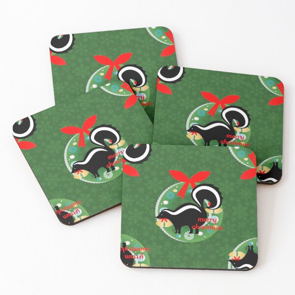 Item preview, merry christmas skunk green snowflakes designed and sold by Gossip Rag.