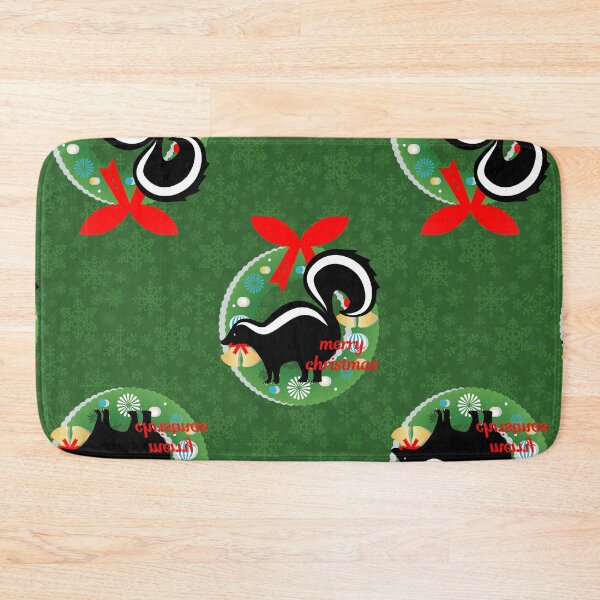 Item preview, merry christmas skunk green snowflakes designed and sold by Gossip Rag.