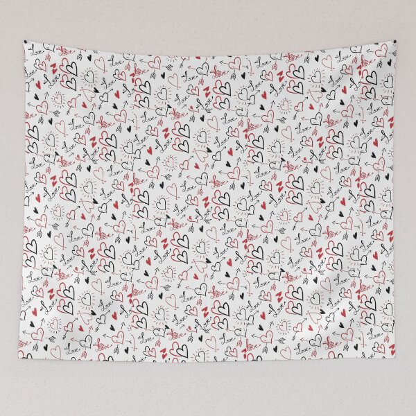 Item preview, Hand Drawn Heart Doodle Valentine Love Pattern designed and sold by Linizarti-casely Store.