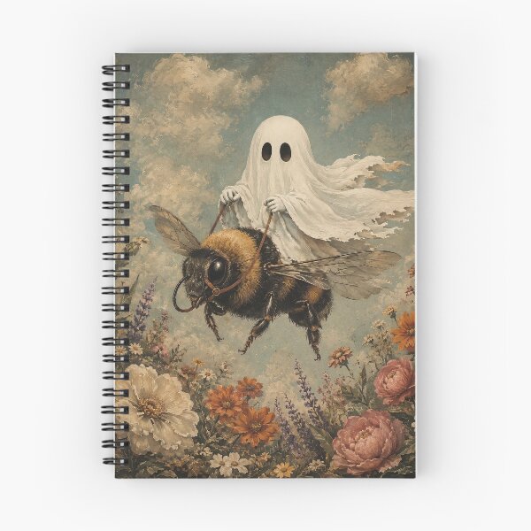 Item preview, Whimsical Ghost Riding a Bumblebee in a Vintage Flower Garden designed and sold by Tolchik.
