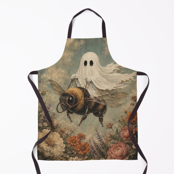 Item preview, Whimsical Ghost Riding a Bumblebee in a Vintage Flower Garden designed and sold by Tolchik.