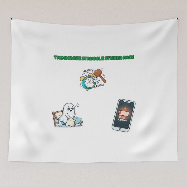 Item preview, Funny Snooze Struggle Alarm Clock Ghost Cute Sticker Pack designed and sold by SmartPuns.