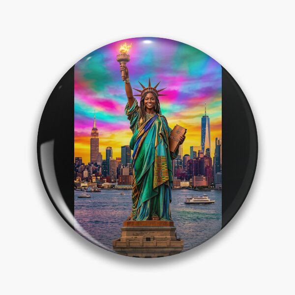 Item preview, Black Statue of Liberty: Radiant Goddess with Kente Print Heritage designed and sold by GARAPROMOCIONES.