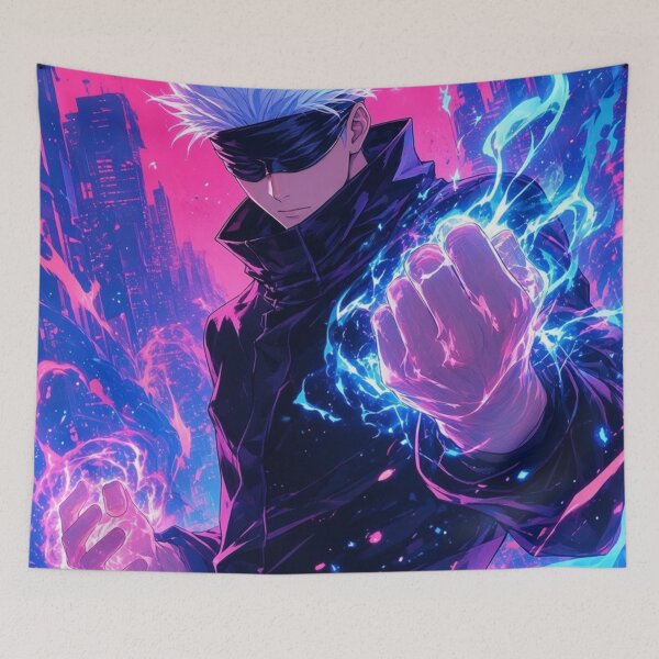 Artikelvorschau, Gojo Satoru Neon City Lights – Jujutsu Kaisen inspiriert entworfen und verkauft von frantuliuss.