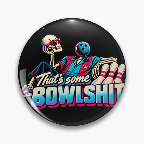 Item preview, That's Some Bowlshit Funny Bowling Skeleton Retro designed and sold by GibasVisuals.